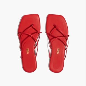 ♥️LIKE NEW♥️ TKEES Strappy Square Toe Elle Leather Sandal in red Size 10
